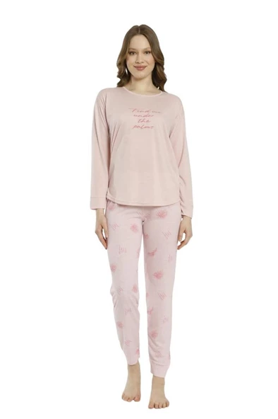 Estiva Desenli Uzun Kol Viskon Bayan Pijama Takım - 4
