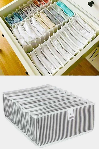 Periboia Akordiyon Çekmece Düzenleyici Organizer 8 Gözlü L Beden Çorap Çamaşır Havlu Düzenleyici