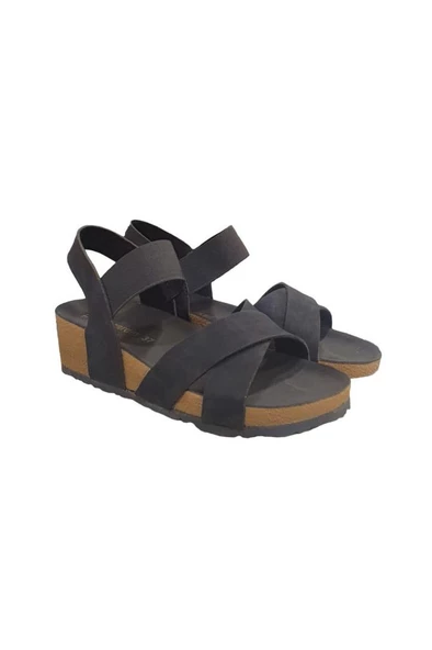 Pierre Cardin Üstü Ayarlı Lastikli Dolgu Topuk Bayan Sandalet - 5