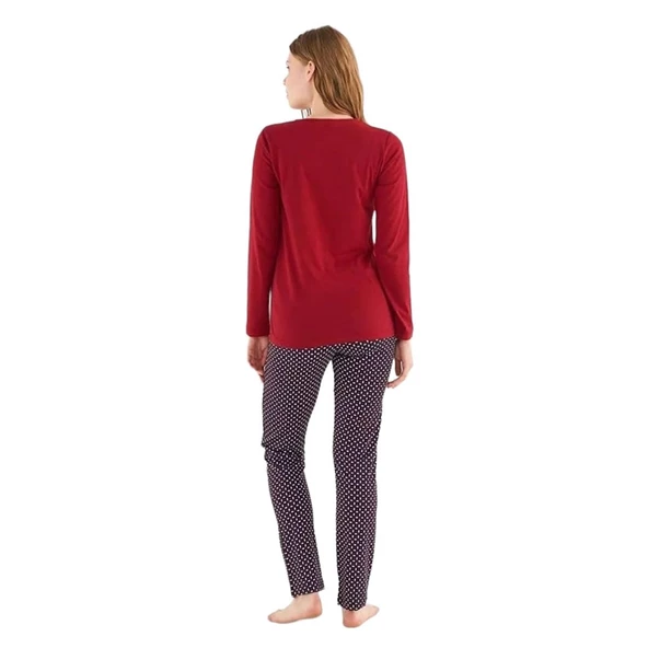 Mod Collection Patlı Pamuklu Desenli Bayan Pijama Takım - 3