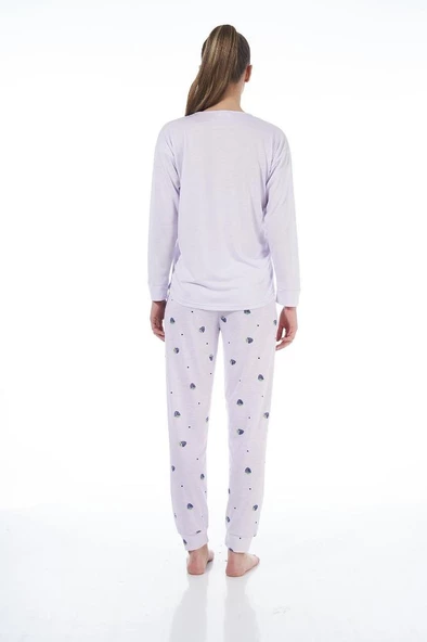 Estiva Desenli Uzun Kol Viskon Bayan Pijama Takım - 5
