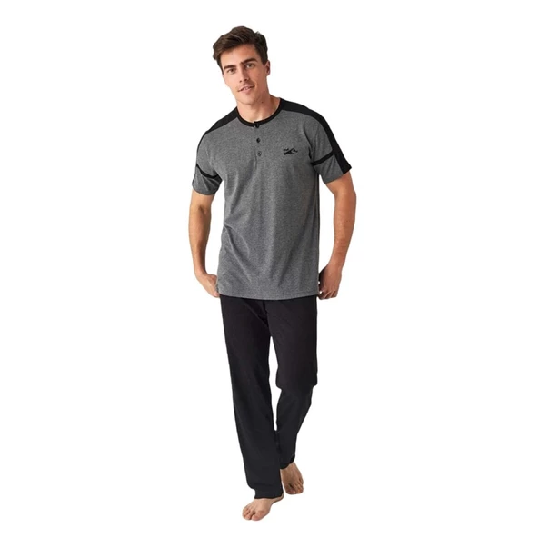 Mod Collection Sıfır Yaka Kısa Kol Erkek Pijama Takım