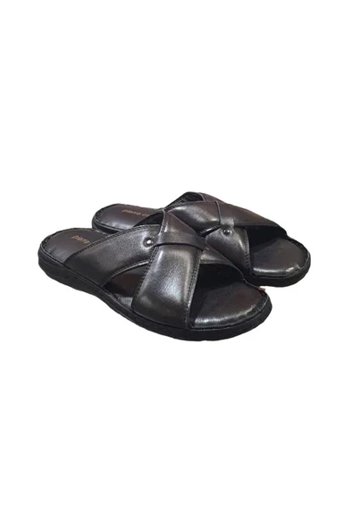 Pierre Cardin Üstü Çapraz Puflu Taban Hakiki Deri Erkek Terlik - 4
