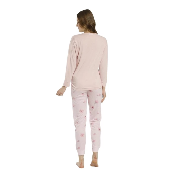 Estiva Desenli Uzun Kol Viskon Bayan Pijama Takım - 2
