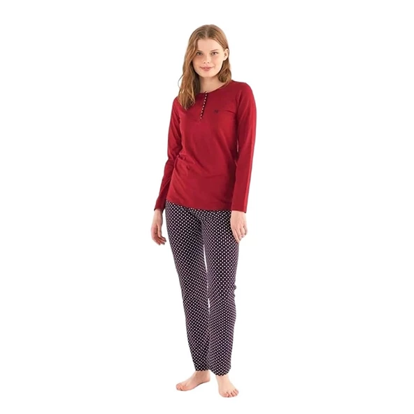 Mod Collection Patlı Pamuklu Desenli Bayan Pijama Takım