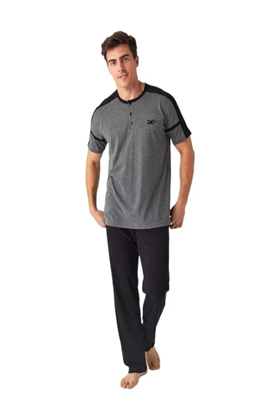 Mod Collection Sıfır Yaka Kısa Kol Erkek Pijama Takım - 2