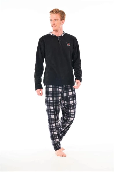 Estiva Alt Pijaması Ekose Kareli Polar Erkek Pijama Takım - 3