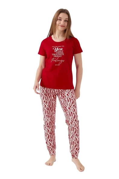 Pierre Cardin Sıfır Yaka Pamuklu Kısa Kol Bayan Pijama Takım - Resim 7