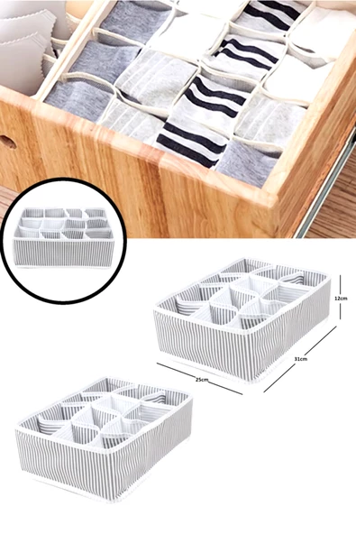 Periboia 12 Bölmeli Pratik Bölmeli Çekmece Düzenleyici Organizer(İç Çamaşırı Kravat Çorap Düzenleyici) - 5