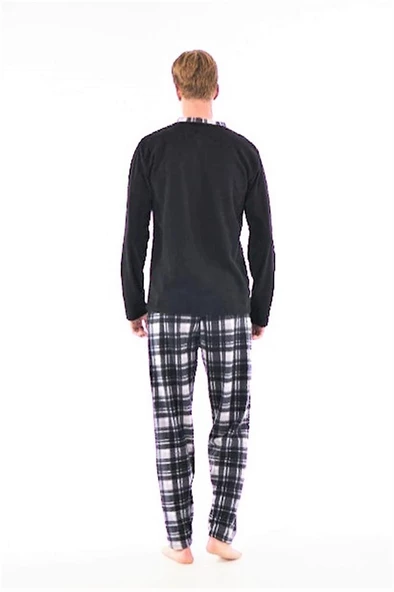 Estiva Alt Pijaması Ekose Kareli Polar Erkek Pijama Takım - 4