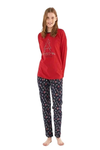 U.S. Polo Assn. Sıfır Yaka Pamuklu Kışlık Bayan Pijama Takım - 4