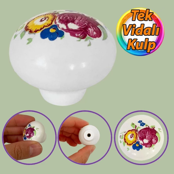 Menekşe Kulp Beyaz Polimer Düğme Kulp Mantar Mobilya Mutfak Dolabı Çekmece Kulbu Kulpları ürün görseli 1