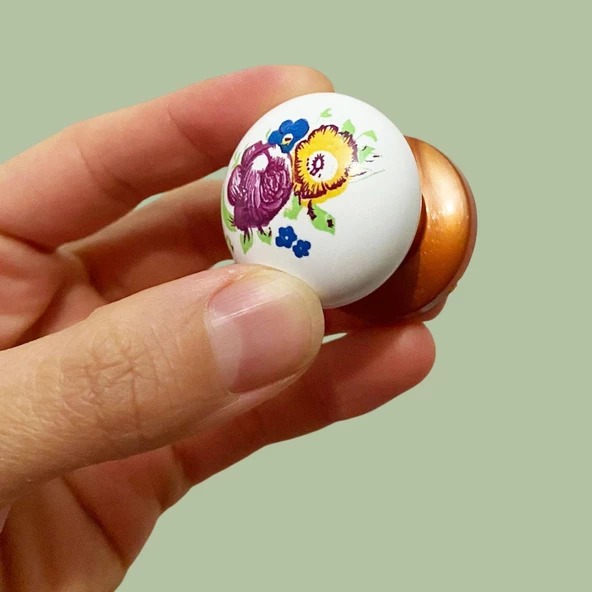 Menekşe Kulp Beyaz Polimer Düğme Kulp Bakır Tablalı Mobilya Mutfak Dolabı Çekmece Kulbu Kulpları - Resim 3