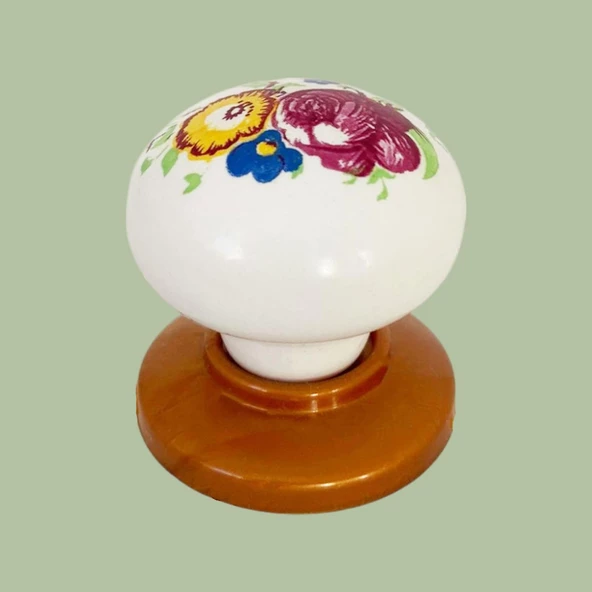 Menekşe Kulp Beyaz Polimer Düğme Kulp Bakır Tablalı Mobilya Mutfak Dolabı Çekmece Kulbu Kulpları - Resim 6