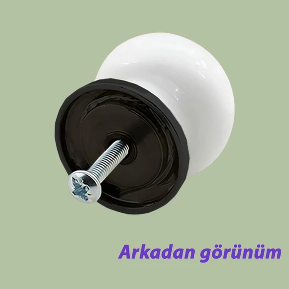 8 Adet Menekşe Kulp Beyaz Polimer Düğme Kulp Siyah Tablalı Mobilya Mutfak Dolabı Çekmece Kulbu Kulpları - 6