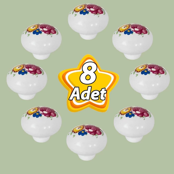 8 Adet Menekşe Kulp Beyaz Polimer Düğme Kulp Mantar Mobilya Mutfak Dolabı Çekmece Kulbu Kulpları ürün görseli 1