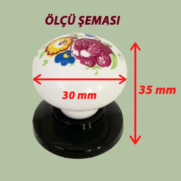 8 Adet Menekşe Kulp Beyaz Polimer Düğme Kulp Siyah Tablalı Mobilya Mutfak Dolabı Çekmece Kulbu Kulpları - 2