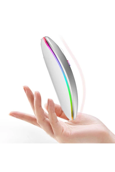 Pilli Kablosuz Mouse Beyaz 800/1200/1600dpi 2.4Ghz Rgb Ledli - 3