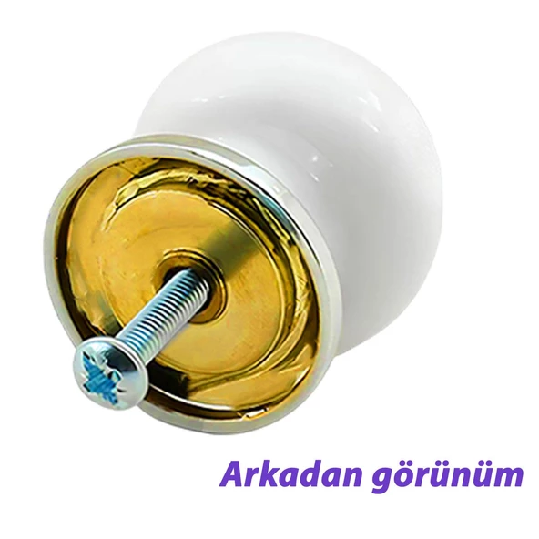 8 Adet Menekşe Kulp Beyaz Polimer Düğme Kulp Altın Tablalı Mobilya Mutfak Dolabı Çekmece Kulbu Kulpları - Resim 4