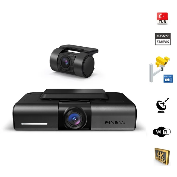 FINEVU GX4K Ultra HD 2ch Wi-Fi Türkçe 2 Kameralı Araç Kamerası - 2