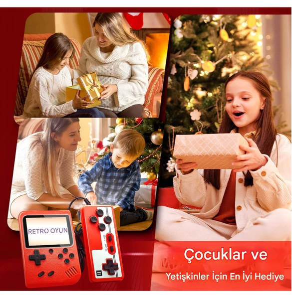 QASUL Retro Gameboy Oyun Konsolu Mini Atari 2 Oyunculu  Çocuklar, Yetişkinler için Hediye KIRMIZI - 5