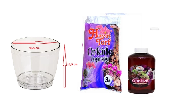Orkide Yetiştirme Seti(Orkide Toprağı 3 L +Orkide Tabaklı Saksı No2+Orkide Sıvı Bitki Besini 250 ML) ürün görseli