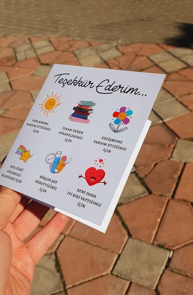 Öğretmenler Günü Tebrik Kartı - Not Kartı -Özel gün 24 Kasım 2Adet - 3