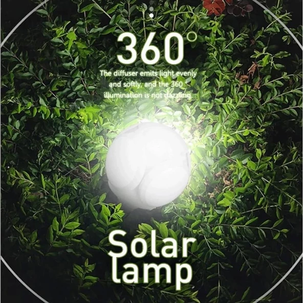 360 Derece 5 Fonksiyonlu Kamp Aydınlatma Solar Şarjlı Powerbank - 4