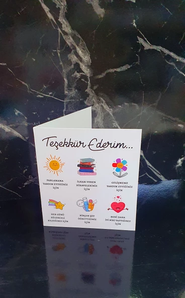 Öğretmenler Günü Tebrik Kartı - Not Kartı -Özel gün 24 Kasım 2Adet - 4