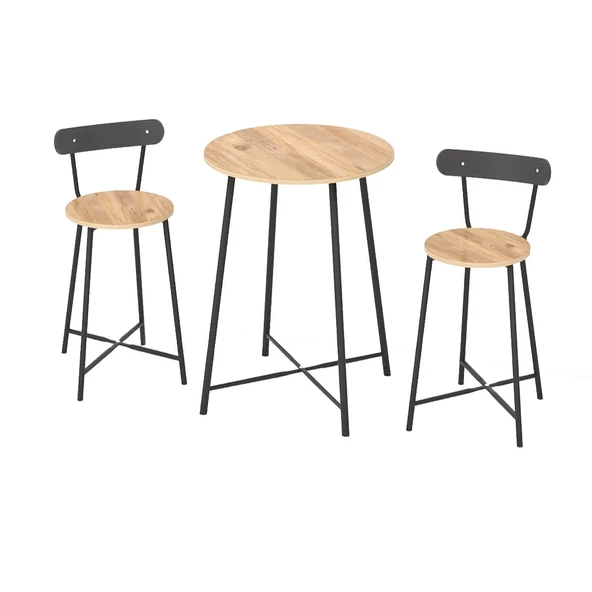 Eportatif Mutfak Oval 2 Kişilik Bar Yemek Masası Çam 1515 - 5