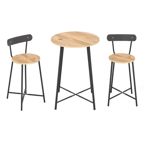 Eportatif Mutfak Oval 2 Kişilik Bar Yemek Masası Çam 1515 - 6