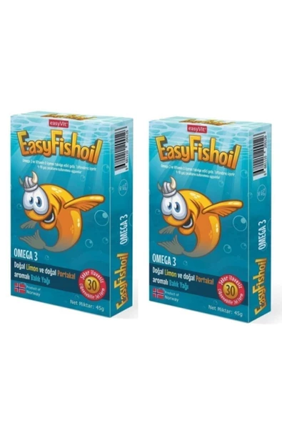 Easyfishoil Balık Yağı Çiğnenebilir Portakal ve Limon Aromalı 30 Tablet X 2 Adet