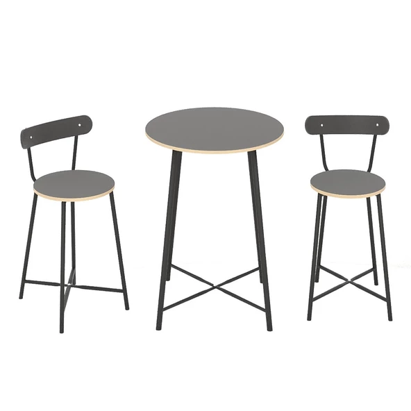 Eportatif Mutfak Oval 2 Kişilik Bar Yemek Masası Füme 1517 - 6