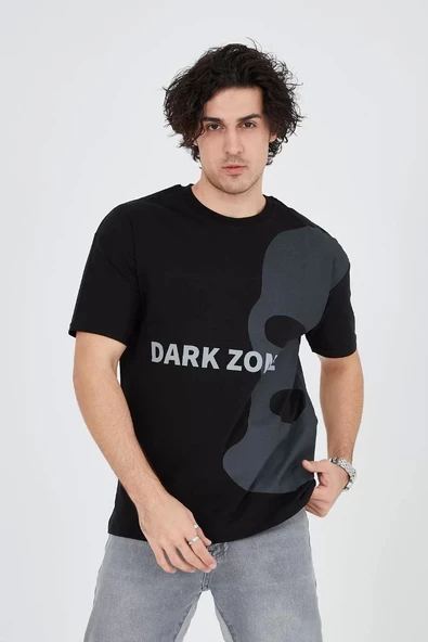 Erkek Baskılı T-Shirt - Siyah