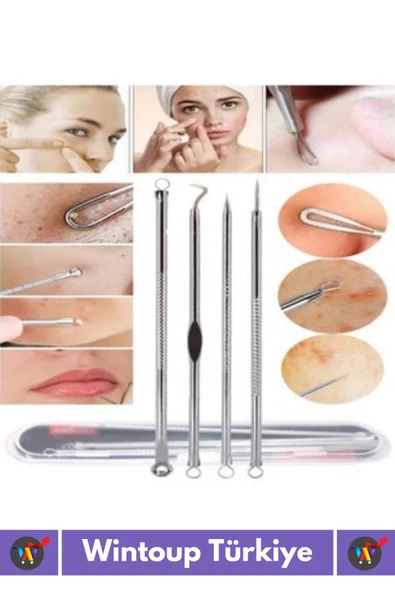 Özel Üretim Dayanıklı Tüm Ciltler İçin Uygun Yüz Bakım Akne Sivilce Siyah Nokta Temizleyici 4'lü Set - 3