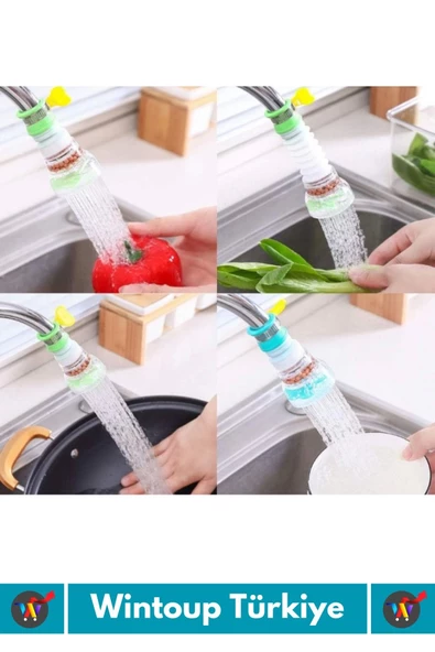 Özel Üretim 360 Derece Dönebilen Su Tasarruflu Oynar Başlıklı Pervaneli Taşlı Musluk Başlığı 2 Adet - 3