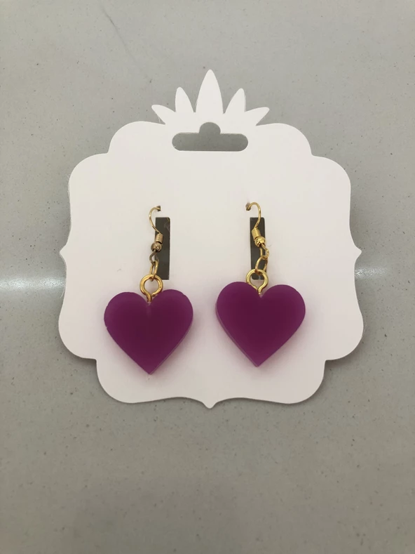 MOR RENKLİ KALP KÜPE - 3