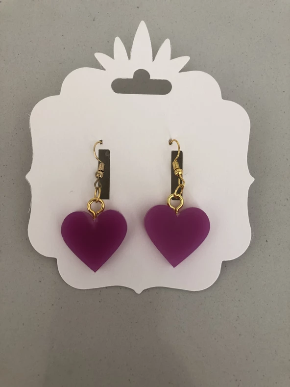 MOR RENKLİ KALP KÜPE - 5