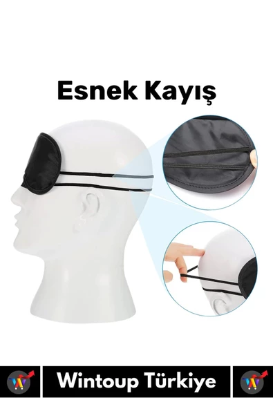 Özel Üretim Elastik Unisex Işık Önleyici Kamp Ev Yurt Uyku Maskesi Uyku Göz Bandı 1 Adet - 4