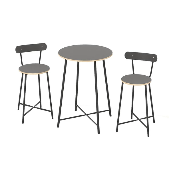 Eportatif Mutfak Oval 2 Kişilik Bar Yemek Masası Füme 1517 - 4