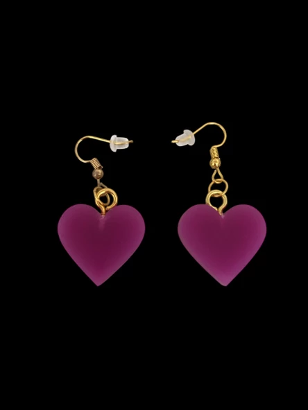 MOR RENKLİ KALP KÜPE - 2