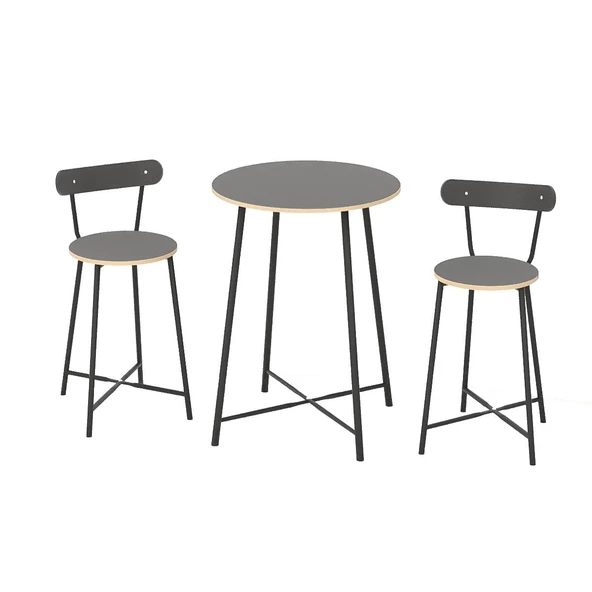 Eportatif Mutfak Oval 2 Kişilik Bar Yemek Masası Füme 1517 - 5