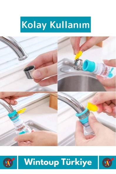 Özel Üretim 360 Derece Dönebilen Su Tasarruflu Oynar Başlıklı Pervaneli Taşlı Musluk Başlığı 2 Adet - 2