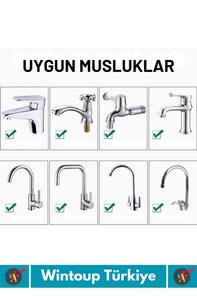 Özel Üretim 360 Derece Dönebilen Su Tasarruflu Oynar Başlıklı Pervaneli Taşlı Musluk Başlığı 1 Adet - 4