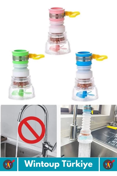 Özel Üretim 360 Derece Dönebilen Su Tasarruflu Oynar Başlıklı Pervaneli Taşlı Musluk Başlığı 2 Adet - 5