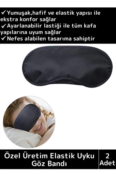 Özel Üretim Elastik Unisex Işık Önleyici Kamp Ev Yurt Uyku Maskesi Uyku Göz Bandı 2 Adet