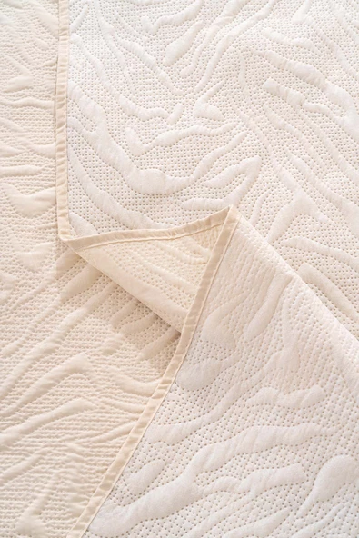 Rivaİstanbul Venada Çift Kişilik Mikro Uyku Seti 3 Parça Yatak Örtüsü Seti Cappuccino - Resim 6