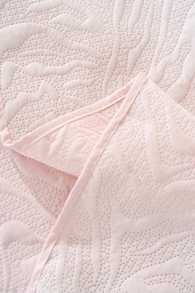 Rivaİstanbul Venada Çift Kişilik Mikro Uyku Seti 3 Parça Yatak Örtüsü Seti Pudra - Resim 6