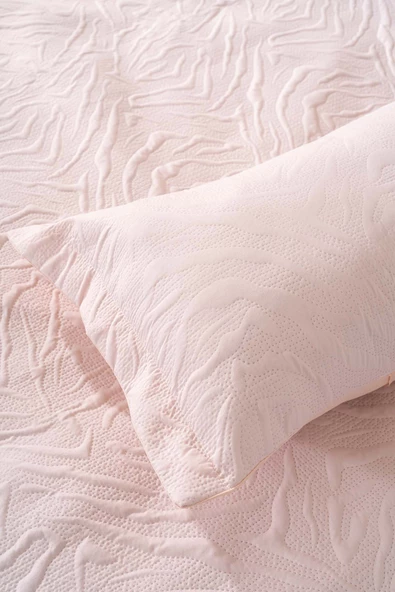 Rivaİstanbul Venada Çift Kişilik Mikro Uyku Seti 3 Parça Yatak Örtüsü Seti Pudra - Resim 4