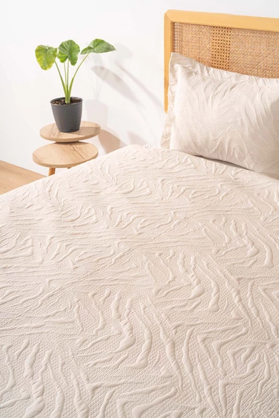 Rivaİstanbul Venada Çift Kişilik Mikro Uyku Seti 3 Parça Yatak Örtüsü Seti Cappuccino - Resim 3